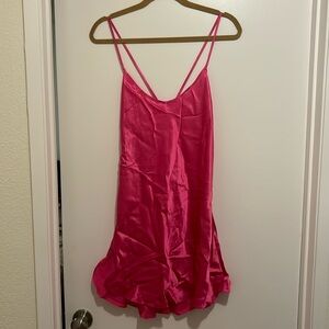 NWOT Victoria’s Secret Hot Pink Silk Slip